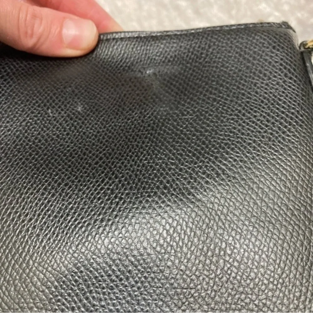 Coach black grained leather file crossbody bag